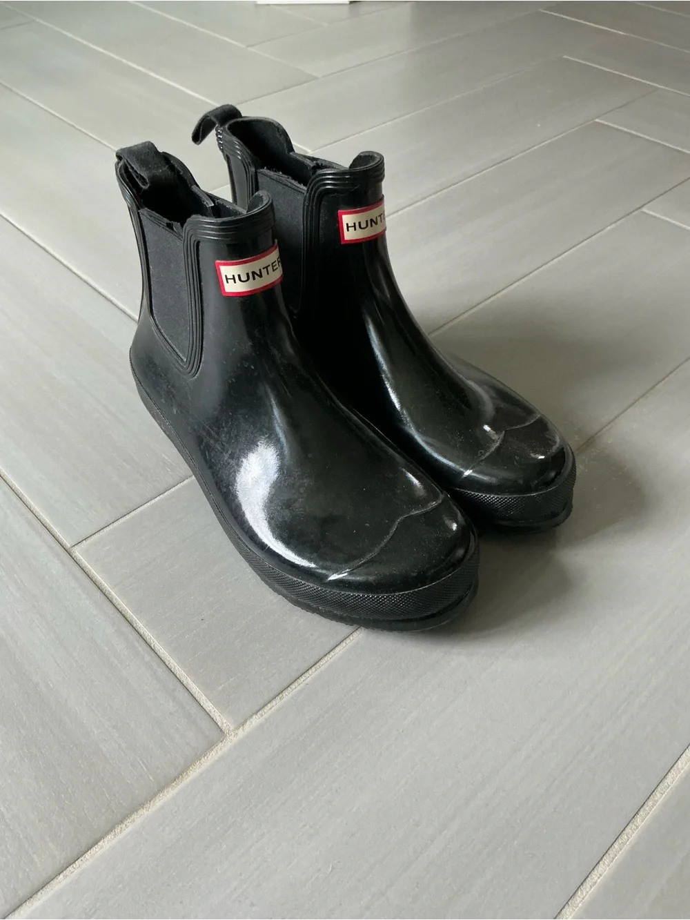 Hunter Original Chelsea Rain Ankle Boots | Black High Gloss